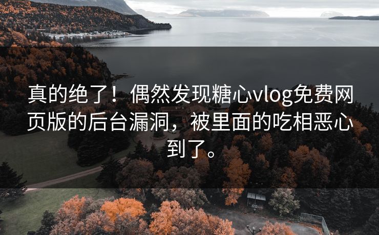 真的绝了！偶然发现糖心vlog免费网页版的后台漏洞，被里面的吃相恶心到了。